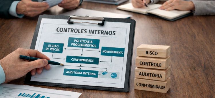 CEO analisando os controles internos como Pilar Estratégico para a Governança e a Alta Performance Empresarial